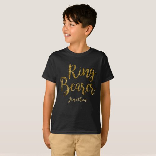 Personalized Ring Bearer Tshirt  Gold Foil Print