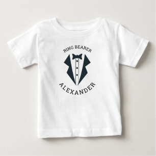 Personalized Ring Bearer Tuxedo Black White Baby T-Shirt