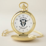Personalized Ring Bearer Tuxedo Black White Pocket Watch<br><div class="desc">A personalized keepsake pocket watch for the ring bearer in your wedding party,  featuring a black illustration of a tuxedo framed by the words "ring bearer" and the child's first name in curved black type.</div>