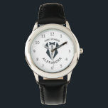 Personalized Ring Bearer Tuxedo Black White Watch<br><div class="desc">A personalized keepsake wristwatch for the ring bearer in your wedding party,  featuring a black illustration of a tuxedo framed by the words "ring bearer" and the child's first name in curved black type.</div>