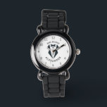 Personalized Ring Bearer Tuxedo Black White Watch<br><div class="desc">A personalized keepsake wristwatch for the ring bearer in your wedding party, featuring a black illustration of a tuxedo framed by the words "ring bearer" and the child's first name in curved black type.</div>