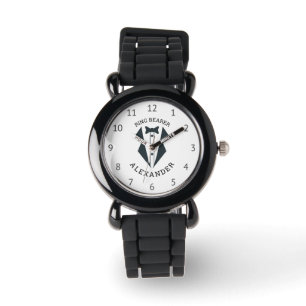 Personalized Ring Bearer Tuxedo Black White Watch
