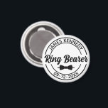 Personalized Ring Bearer with Name & Wedding Date Magnet<br><div class="desc">Make your wedding day even more memorable with this unique and customizable keepsake! Our Personalized Ring Bearer Magnet is the perfect way to honor the special little one at your wedding party. Featuring a custom design with the Ring Bearer's name and your wedding date, this magnet is a heartfelt gift...</div>