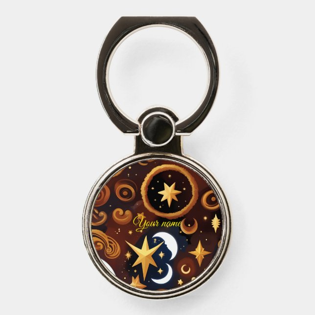 Personalized Ring Holder Phone Grip – Golden Ochre (Front)