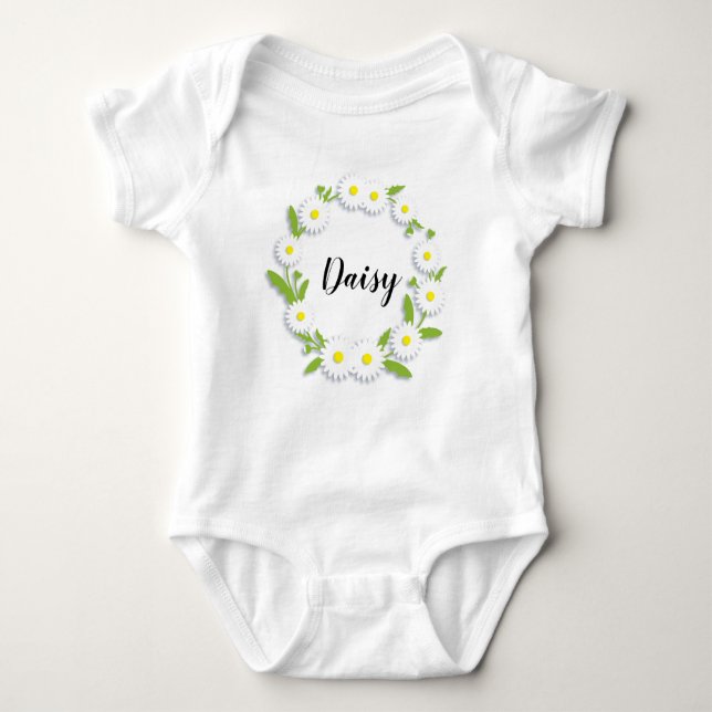 Personalized Ring of Daisies Baby Bodysuit (Front)