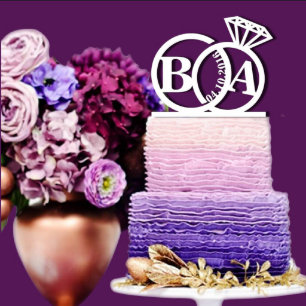 Personalized Ring w/Initials Cake Topper