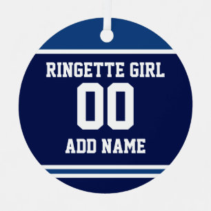 Personalized Ringette Girl Sports Jersey Style Metal Ornament