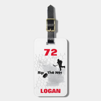 Personalized Rip The Net Hockey Player Hockey Bag Luggage Tag