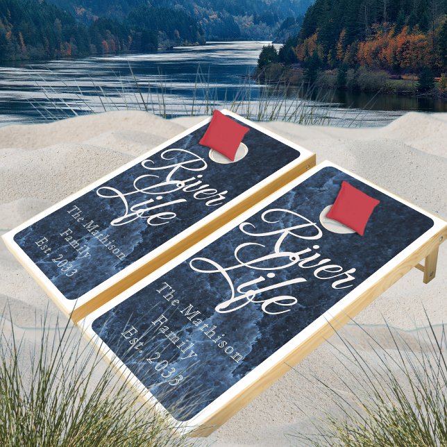 Personalized River Life Blue Marble  Cornhole Set (Creator Uploaded)