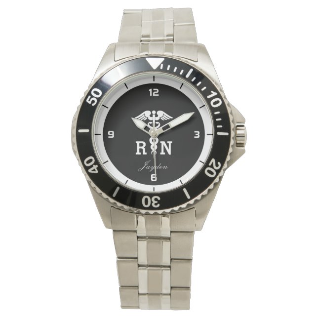 Personalized RN Medical Symbol Nurse Gift  Watch (Front)