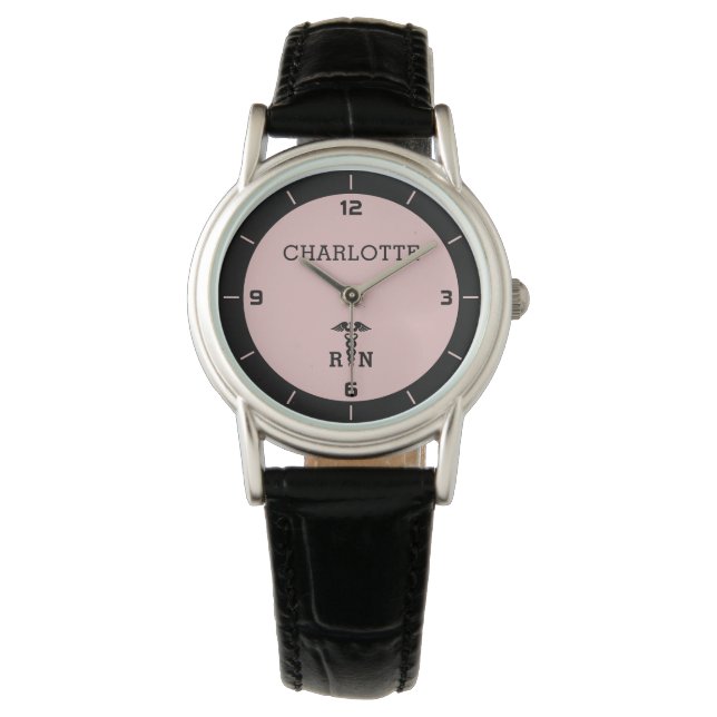 Personalized RN Medical Symbol Nurse Gift Watch (Front)
