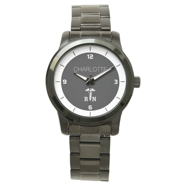 Personalized RN Medical Symbol Nurse Graduation  Watch (Front)