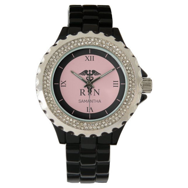 Personalized RN Medical Symbol Nurse Roman Dial Watch (Front)