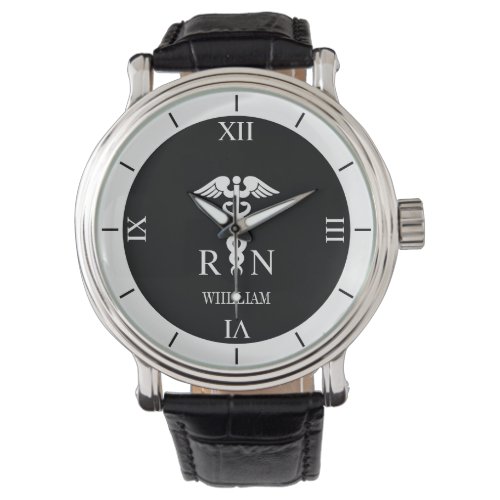 Personalized RN Medical Symbol Nurse Roman Dial Watch