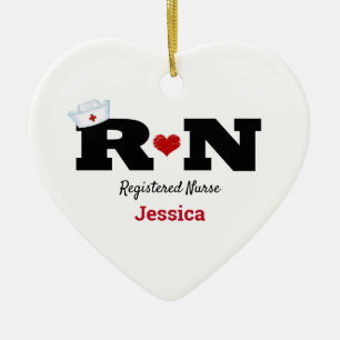 Personalized RN Nurse Christmas Ceramic Ornament