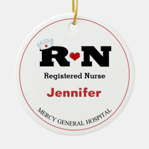 Personalized Rn Nurse Christmas Ceramic Ornament