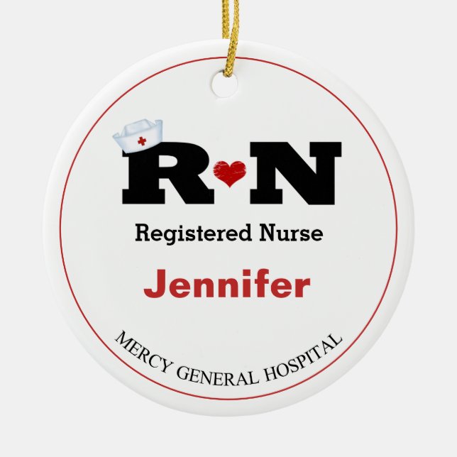 Personalized Rn Nurse Christmas Ceramic Ornament (Front)