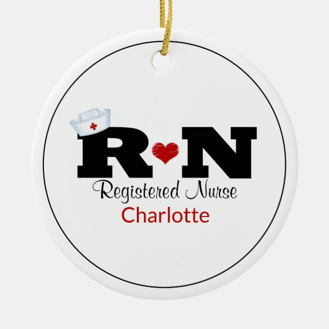 Personalized Rn Nurse Christmas Ceramic Ornament (Front)