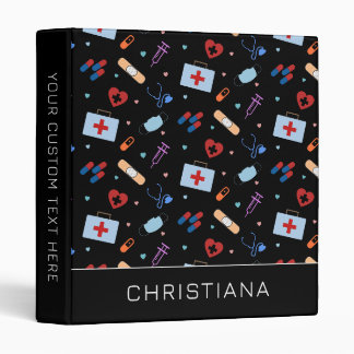 Personalized RN Nurse | Doctor Medical Pattern 3 Ring Binder