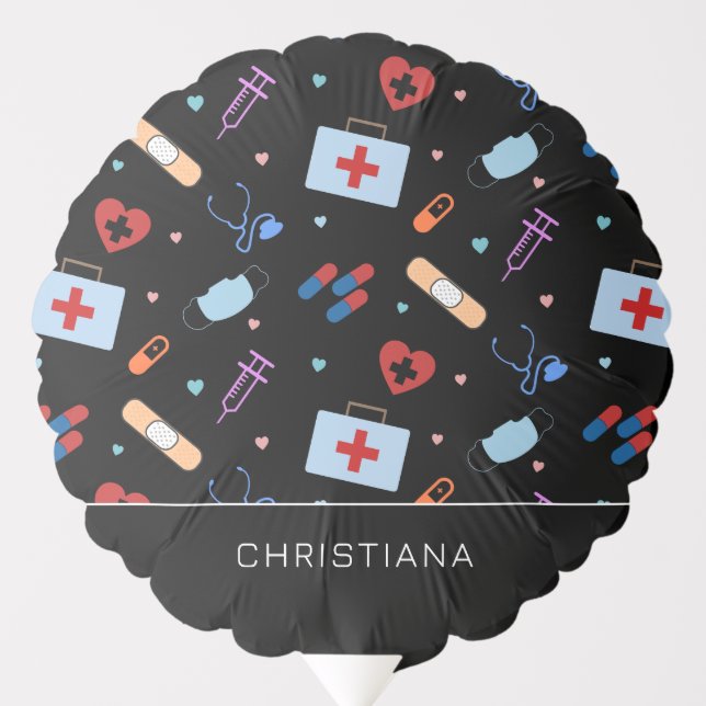 Personalized RN Nurse | Doctor Medical Pattern Balloon (Front)