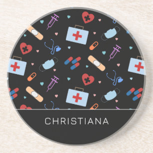 Personalized RN Nurse   Doctor Medical Pattern Coaster