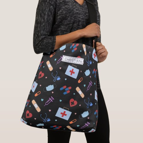 Personalized RN Nurse  Doctor Medical Pattern Crossbody Bag