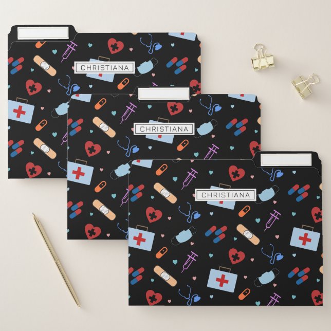 Personalized RN Nurse | Doctor Medical Pattern File Folder (Set)