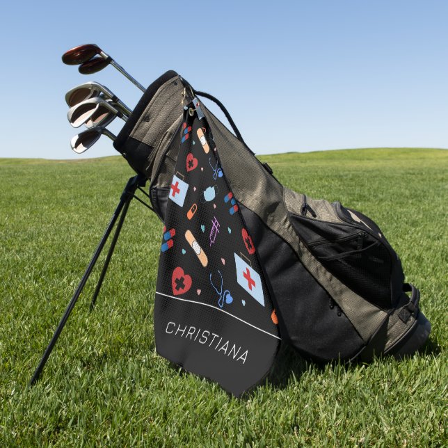 Personalized RN Nurse | Doctor Medical Pattern Golf Towel (Green)