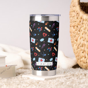 Personalized RN Nurse Doctor Medical Pattern Insulated Tumbler