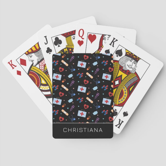 Personalized RN Nurse | Doctor Medical Pattern Poker Cards (Back)