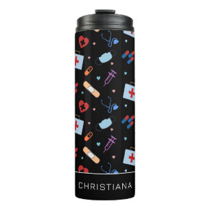 Personalized RN Nurse   Doctor Medical Pattern Thermal Tumbler