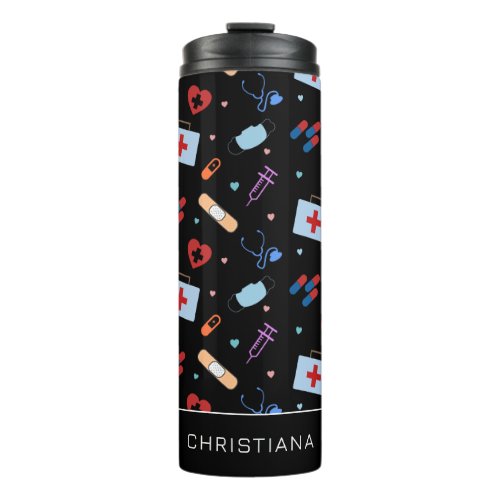 Personalized RN Nurse  Doctor Medical Pattern Thermal Tumbler