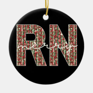 Personalized RN Nurse First Year Christmas Keepsak Ceramic Ornament