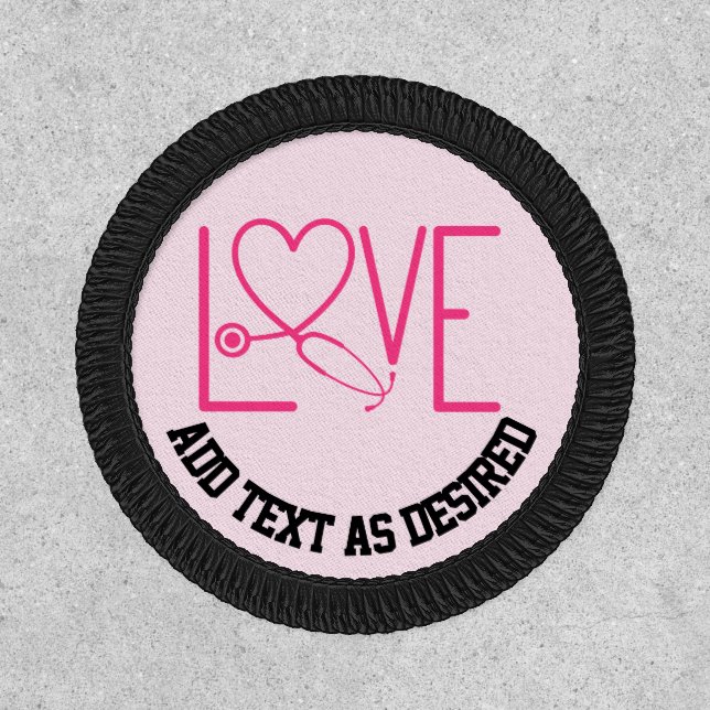 Personalized RN Nurse Love Stethoscope Heart Patch (Front)