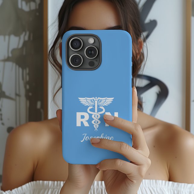 Personalized RN Nurse Phone Case, RN Nurse Gift iPhone Case (personalized rn nurse phone case, caduceus symbol nurse gift, nurse graduation gift phone case,)