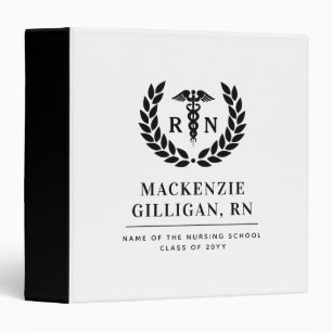 Personalized RN Nursing School Graduation Elegant 3 Ring Binder