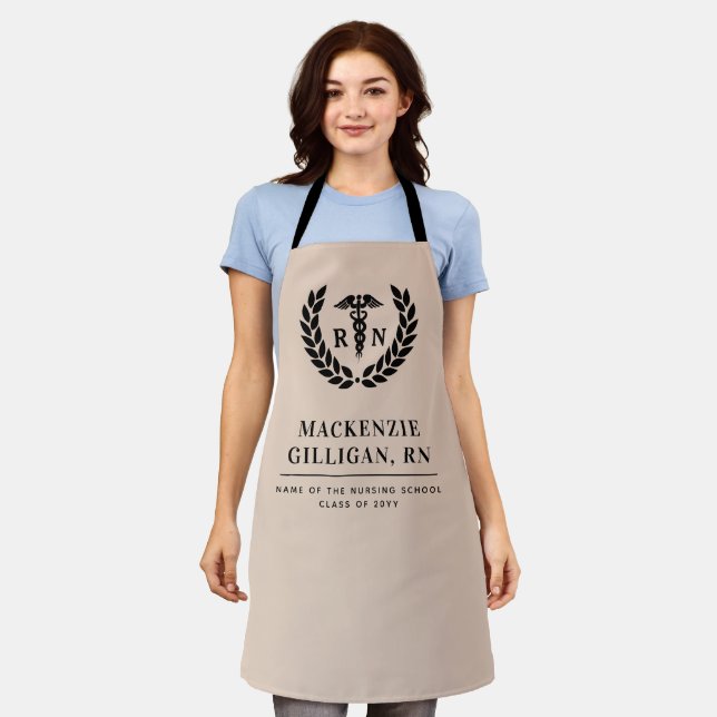 Personalized RN Nursing School Graduation Elegant Apron (Worn)