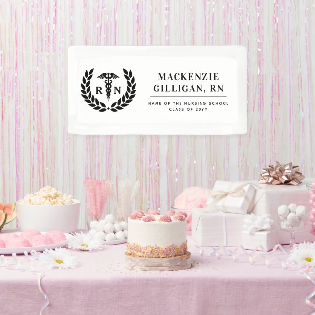 Personalized RN Nursing School Graduation Elegant Banner (Party)