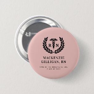 Personalized RN Nursing School Graduation Elegant Button