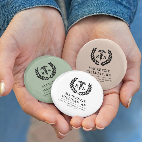 Personalized RN Nursing School Graduation Elegant Button