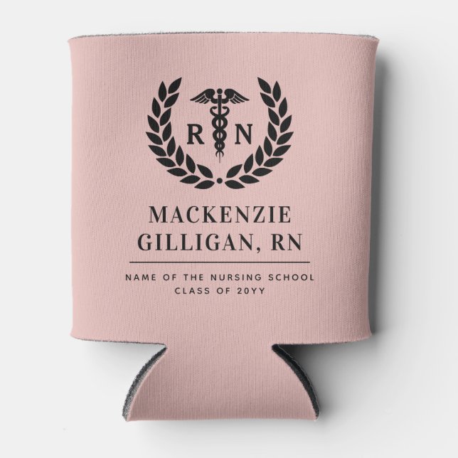 Personalized RN Nursing School Graduation Elegant Can Cooler (Front)