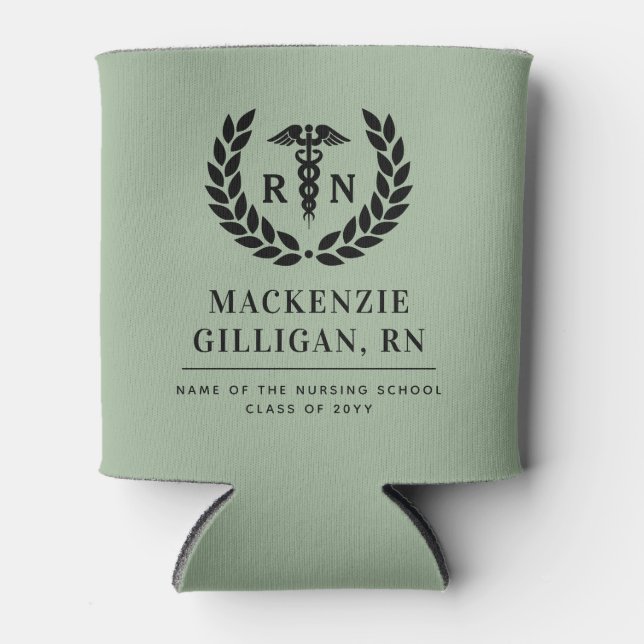 Personalized RN Nursing School Graduation Elegant Can Cooler (Front)