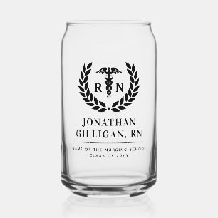Personalized RN Nursing School Graduation Elegant Can Glass