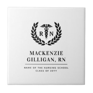 Personalized RN Nursing School Graduation Elegant Ceramic Tile
