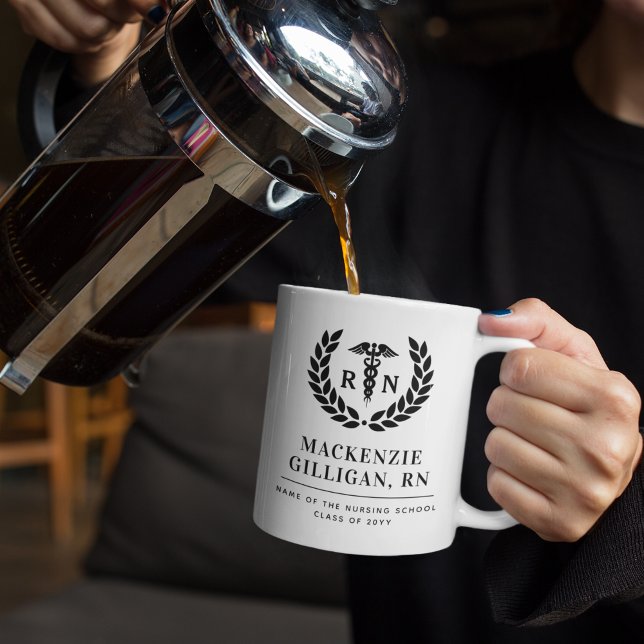 Personalized RN Nursing School Graduation Elegant Coffee Mug (Creator Uploaded)