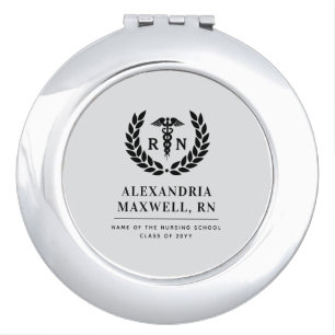 Personalized RN Nursing School Graduation Elegant Compact Mirror