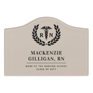 Personalized RN Nursing School Graduation Elegant Door Sign
