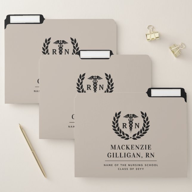 Personalized RN Nursing School Graduation Elegant File Folder (Set)