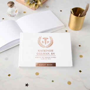 Personalized RN Nursing School Graduation Elegant Foil Guest Book