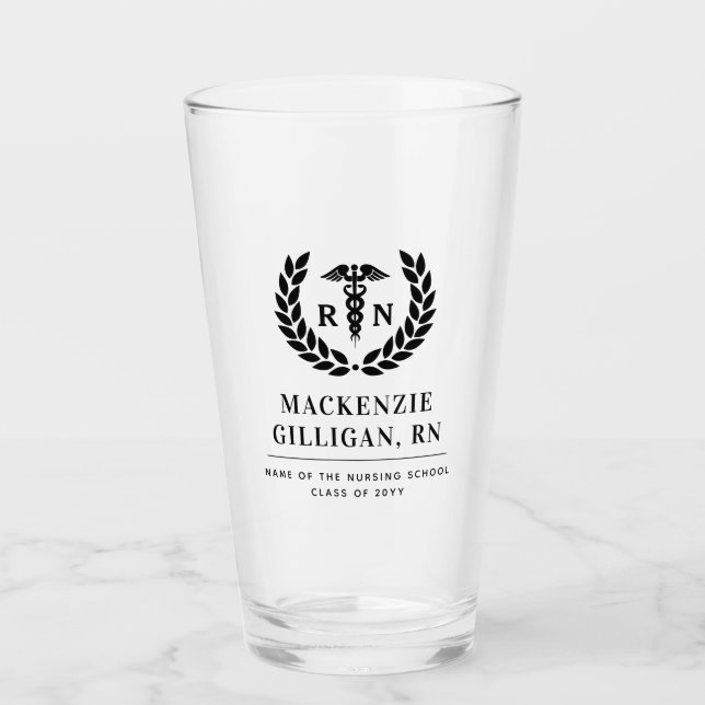 Personalized RN Nursing School Graduation Elegant Glass (Front)